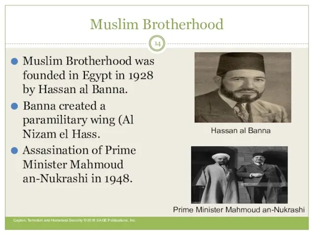 Muslim Brotherhood Muslim Brotherhood was founded in Egypt in 1928 by
