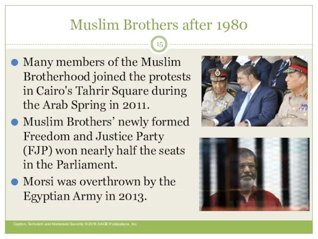 Muslim Brothers after 1980 Many members of the Muslim Brotherhood joined