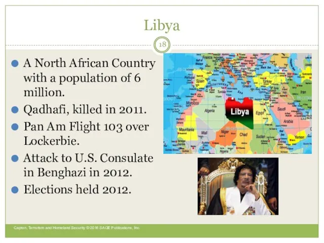 Libya A North African Country with a population of 6 million.