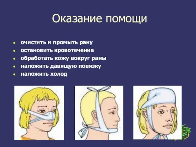 Оказание помощи очистить и промыть рану остановить кровотечение обработать кожу вокруг