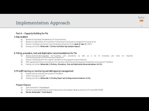 Implementation Approach Part A — Capacity Building for PIs Gap analysis