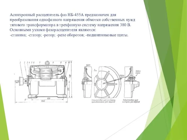 Асинхронный расщепитель фаз НБ-455А предназначен для преобразования однофазного напряжения обмотки собственных