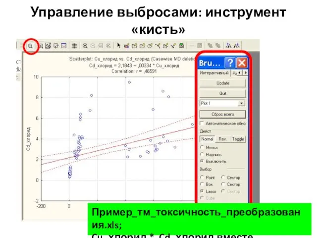 Управление выбросами: инструмент «кисть» Пример_тм_токсичность_преобразования.xls; Cu_хлорид * Cd_хлорид вместе