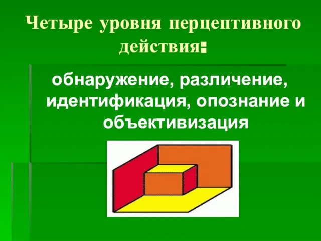 Четыре уровня перцептивного действия: обнаружение, различение, идентификация, опознание и объективизация