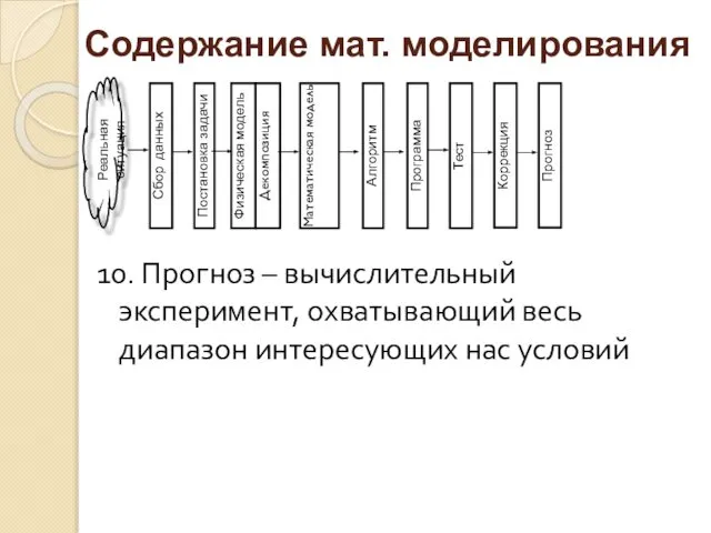 10. Прогноз – вычислительный эксперимент, охватывающий весь диапазон интересующих нас условий