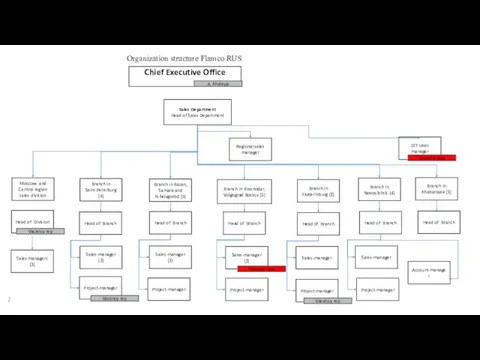 Organization structure Flamco RUS Chief Executive Office Sales Department Head of