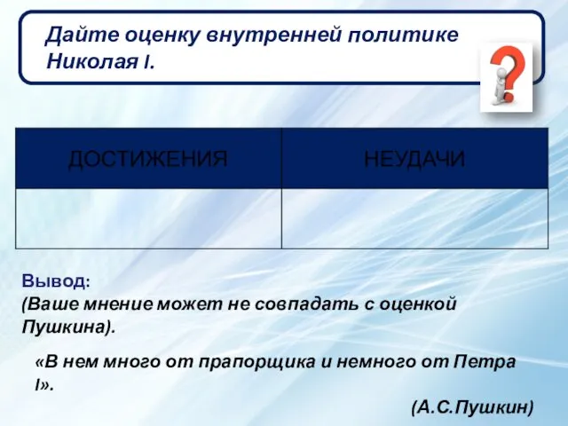 «В нем много от прапорщика и немного от Петра I». (А.С.Пушкин)