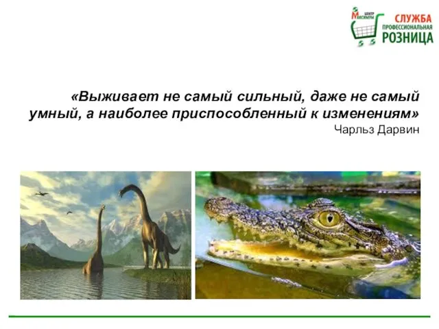 «Выживает не самый сильный, даже не самый умный, а наиболее приспособленный к изменениям» Чарльз Дарвин