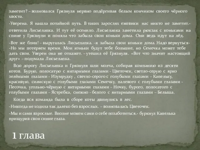 заметит? – волновался Грязнуля нервно подёргивая белым кончиком своего чёрного хвоста.