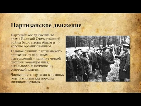 Партизанское движение во время Великой Отечественной войны было масштабным и хорошо