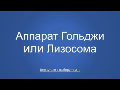 Вернуться к выбору тем→ Аппарат Гольджи или Лизосома