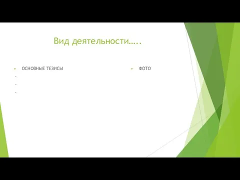 Вид деятельности….. ОСНОВНЫЕ ТЕЗИСЫ - - - ФОТО