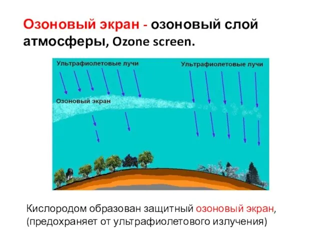 Озоновый экран - озоновый слой атмосферы, Ozone screen. Кислородом образован защитный