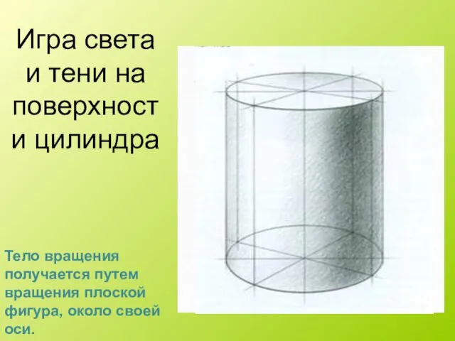 Игра света и тени на поверхности цилиндра Тело вращения получается путем