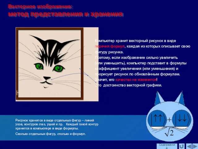 Векторное изображение: метод представления и хранения Рисунок хранится в виде отдельных