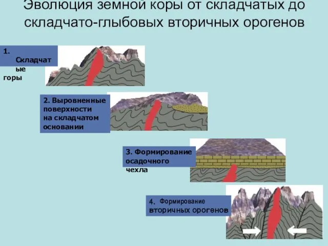 Эволюция земной коры от складчатых до складчато-глыбовых вторичных орогенов 4. Формирование