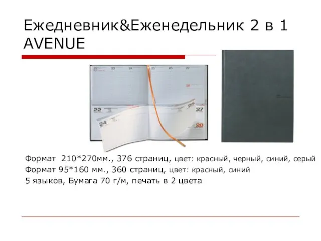 Ежедневник&Еженедельник 2 в 1 AVENUE Формат 210*270мм., 376 страниц, цвет: красный,