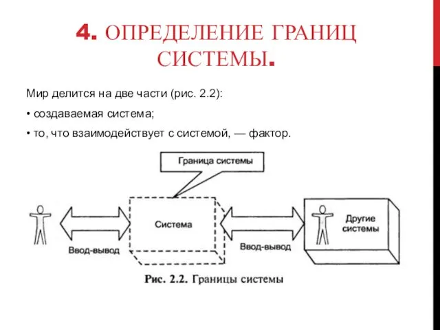 4. ОПРЕДЕЛЕНИЕ ГРАНИЦ СИСТЕМЫ. Мир делится на две части (рис. 2.2):