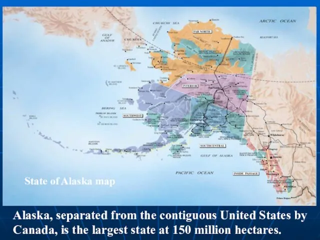 State of Alaska map Alaska, separated from the contiguous United States