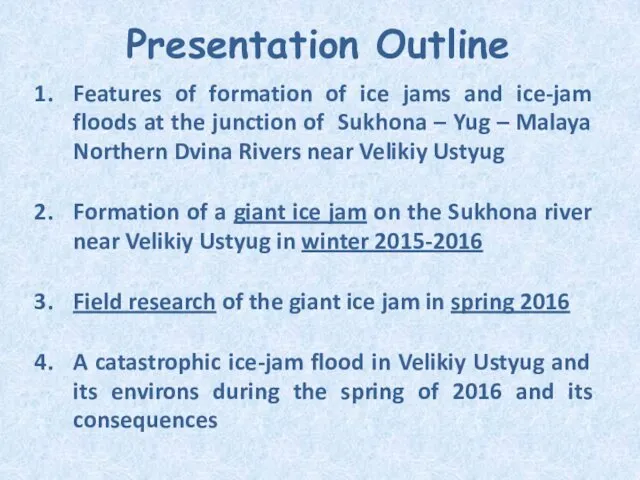 Features of formation of ice jams and ice-jam floods at the