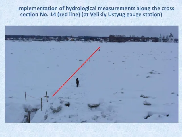 Implementation of hydrological measurements along the cross section No. 14 (red