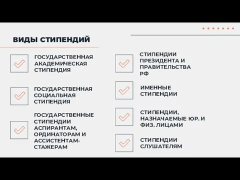 ИМЕННЫЕ СТИПЕНДИИ СТИПЕНДИИ ПРЕЗИДЕНТА И ПРАВИТЕЛЬСТВА РФ ГОСУДАРСТВЕННАЯ АКАДЕМИЧЕСКАЯ СТИПЕНДИЯ ГОСУДАРСТВЕННАЯ