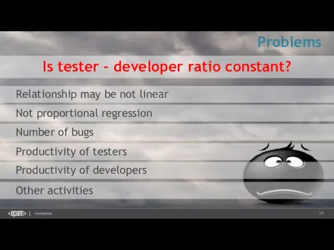 Is tester – developer ratio constant? Problems Relationship may be not