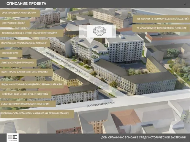 ОПИСАНИЕ ПРОЕКТА МОСКОВСКИЙ ПРОСПЕКТ Жилой Комплекс ГК Еврострой 105 КВАРТИР, 5