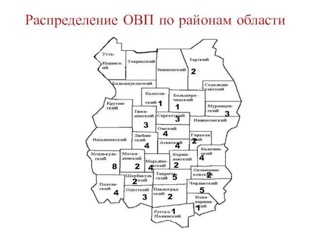 Распределение ОВП по районам области 4 1 2 8 4 1