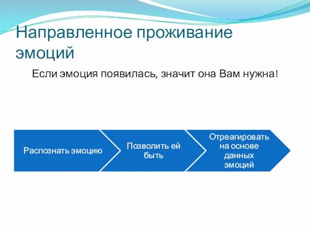 Направленное проживание эмоций Если эмоция появилась, значит она Вам нужна!