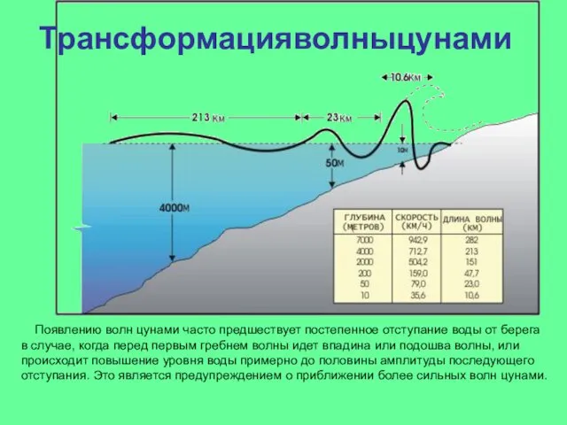 Появлению волн цунами часто предшествует постепенное отступание воды от берега в