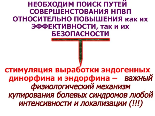 НЕОБХОДИМ ПОИСК ПУТЕЙ СОВЕРШЕНСТОВАНИЯ НПВП ОТНОСИТЕЛЬНО ПОВЫШЕНИЯ как их ЭФФЕКТИВНОСТИ, так