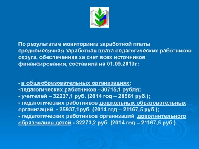 По результатам мониторинга заработной платы среднемесячная заработная плата педагогических работников округа,