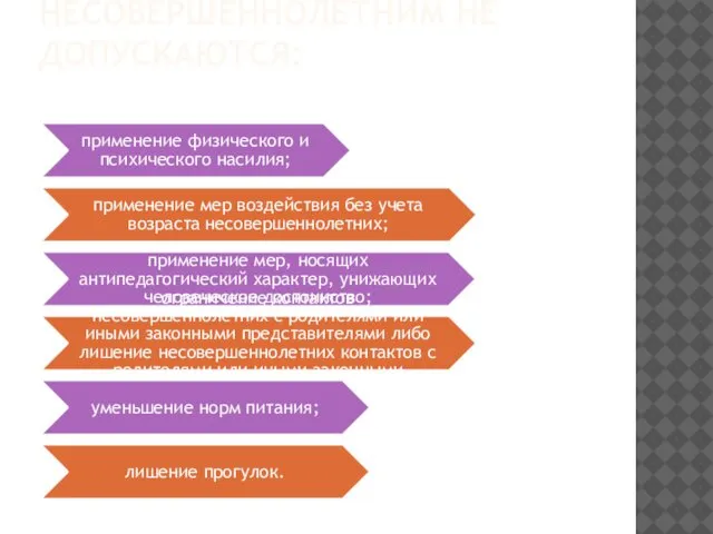 ПО ОТНОШЕНИЮ К НЕСОВЕРШЕННОЛЕТНИМ НЕ ДОПУСКАЮТСЯ: применение физического и психического насилия;