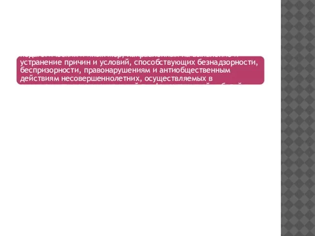 профилактика безнадзорности и правонарушений несовершеннолетних - система социальных, правовых, педагогических и