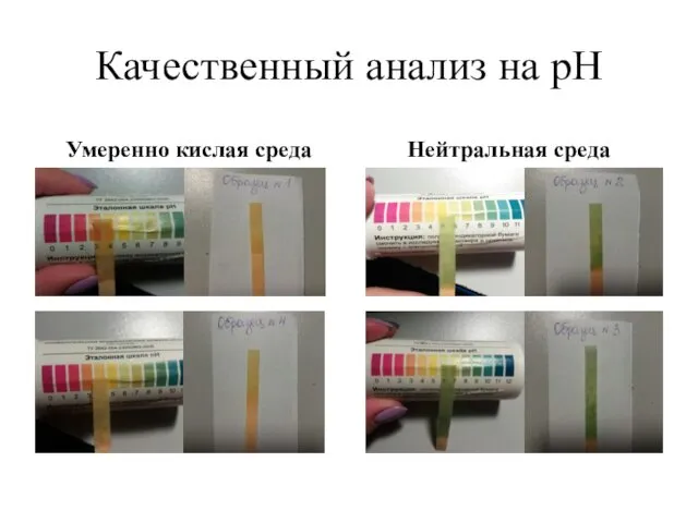 Качественный анализ на рН Умеренно кислая среда Нейтральная среда