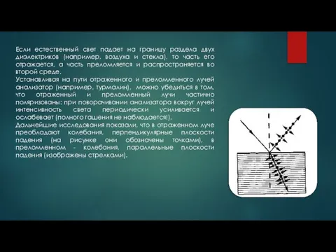 Если естественный свет падает на границу раздела двух диэлектриков (например, воздуха