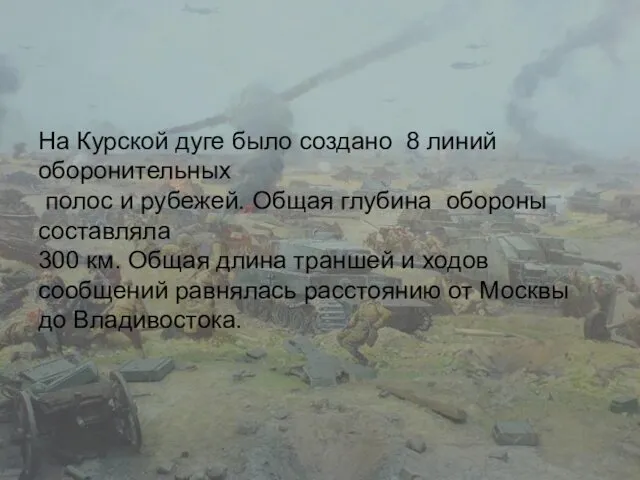 На Курской дуге было создано 8 линий оборонительных полос и рубежей.