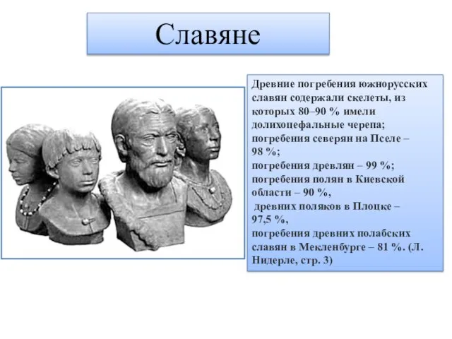 Славяне Древние погребения южнорусских славян содержали скелеты, из которых 80–90 %