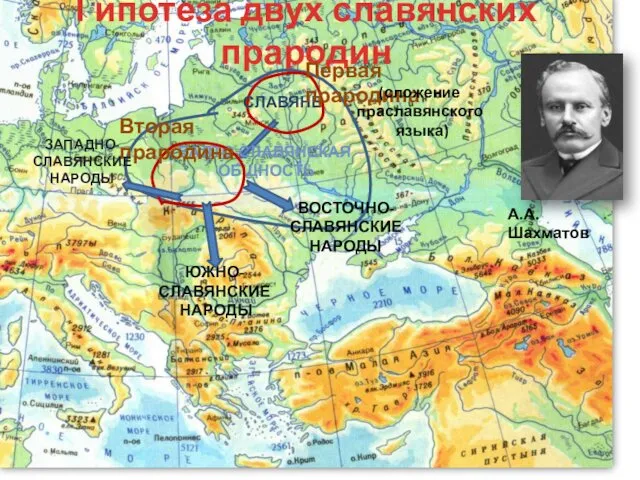 Гипотеза двух славянских прародин А.А.Шахматов БАЛТО-СЛАВЯНСКАЯ ОБЩНОСТЬ СЛАВЯНЕ Первая прародина Вторая