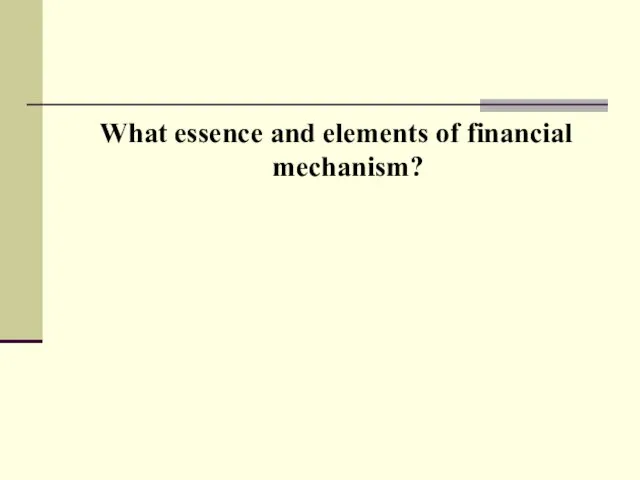 What essence and elements of financial mechanism?