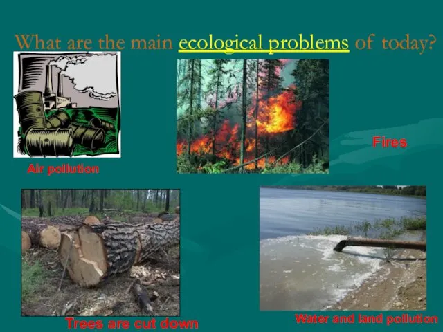 What are the main ecological problems of today? Air pollution Water