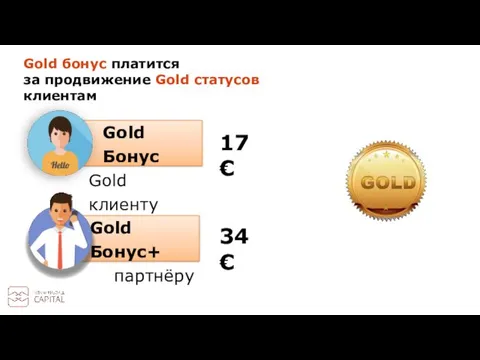 Gold Бонус+ партнёру Gold Бонус Gold клиенту Gold бонус платится за