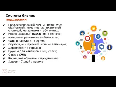 Профессиональный личный кабинет со статистикой, отчетностью, платежной системой, магазинами и обучением;