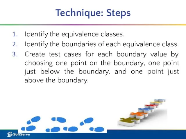 Technique: Steps Identify the equivalence classes. Identify the boundaries of each