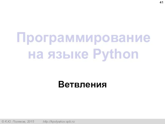 Программирование на языке Python Ветвления