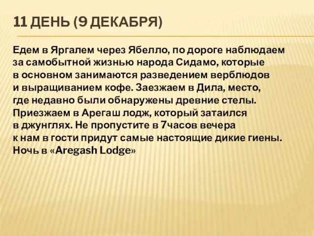 11 ДЕНЬ (9 ДЕКАБРЯ) Едем в Яргалем через Ябелло, по дороге