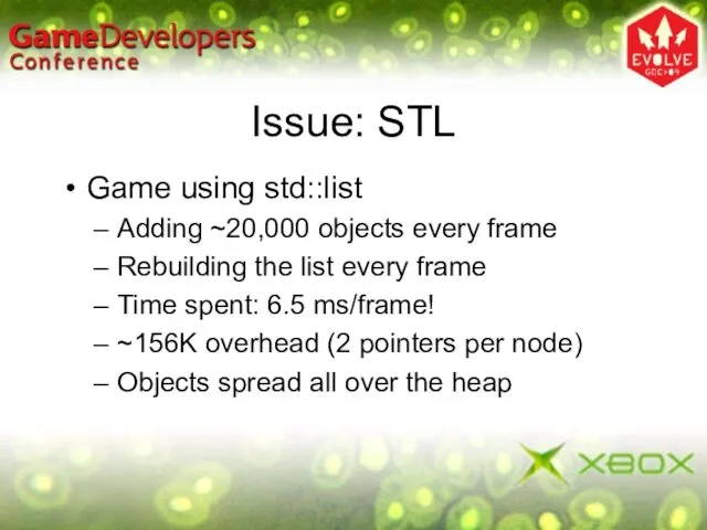 Issue: STL Game using std::list Adding ~20,000 objects every frame Rebuilding