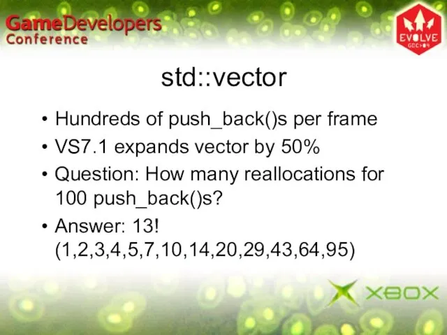 std::vector Hundreds of push_back()s per frame VS7.1 expands vector by 50%