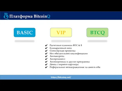 https://bitcoinq.net/ Платформа BitcoinQ BASIC VIP BTCQ Расчетные единицы BTC & $